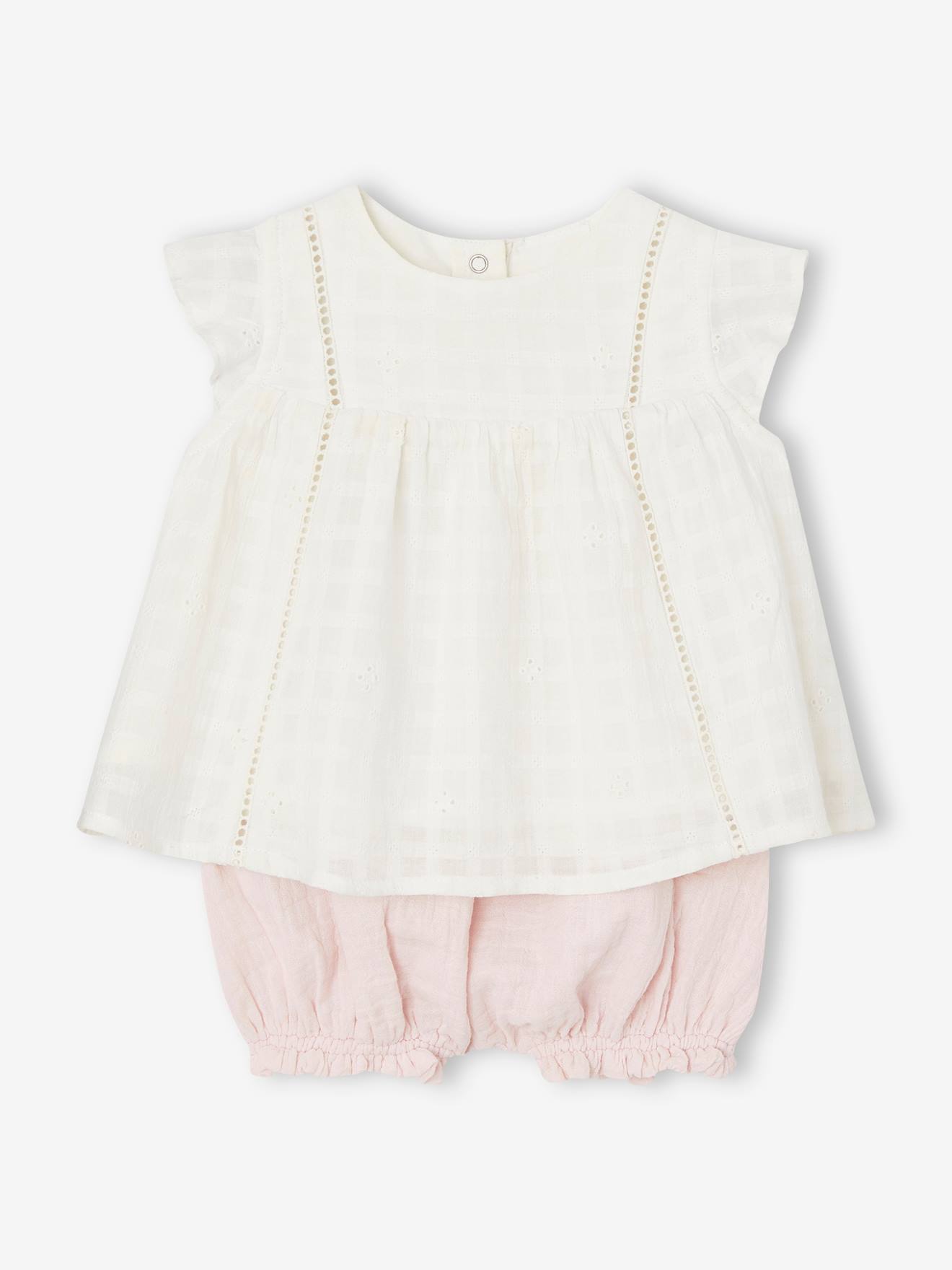 Vertbaudet Mädchen Baby-Set: Kleid & Shorts - rosa