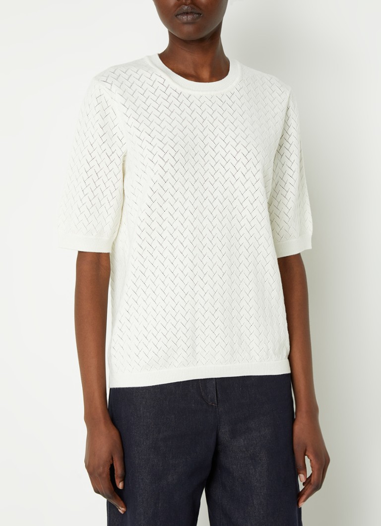 Selected Femme Helena fine-knit top with openwork design