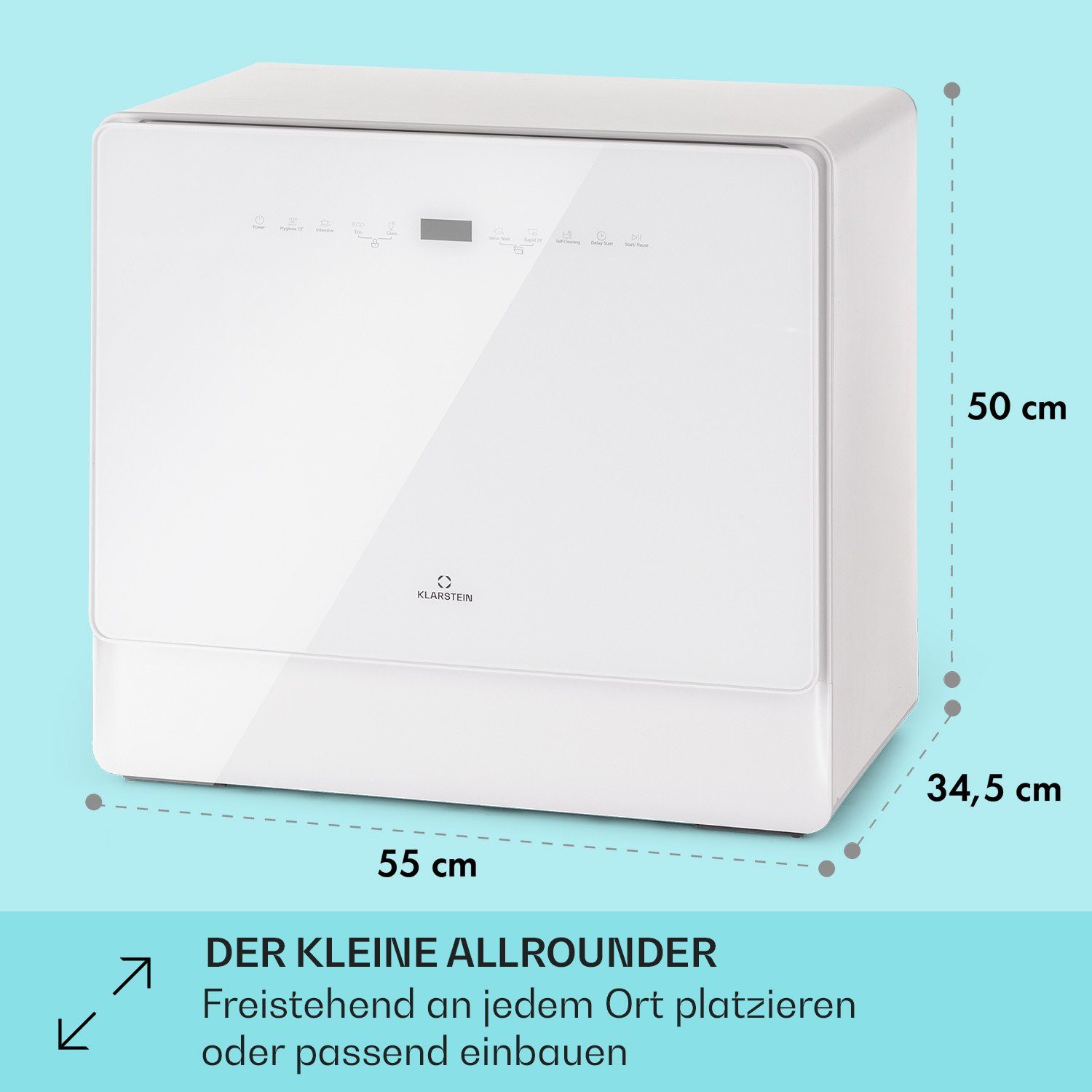 Klarstein Standgeschirrspüler Emerald 5 Slim Geschirrspüler freistehend 7 Programme Touch-Control, 10041185, 8 l