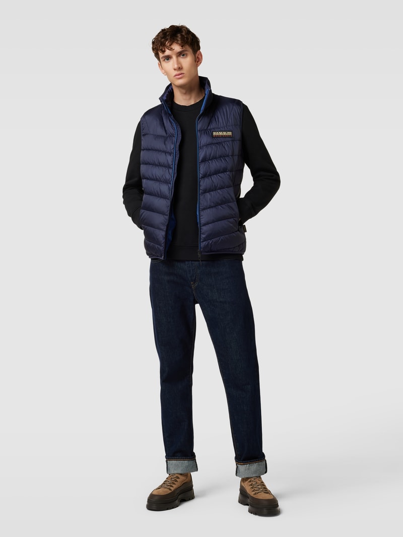 Regular Fit Steppweste mit Stehkragen Modell 'AERONS' in marineblau
