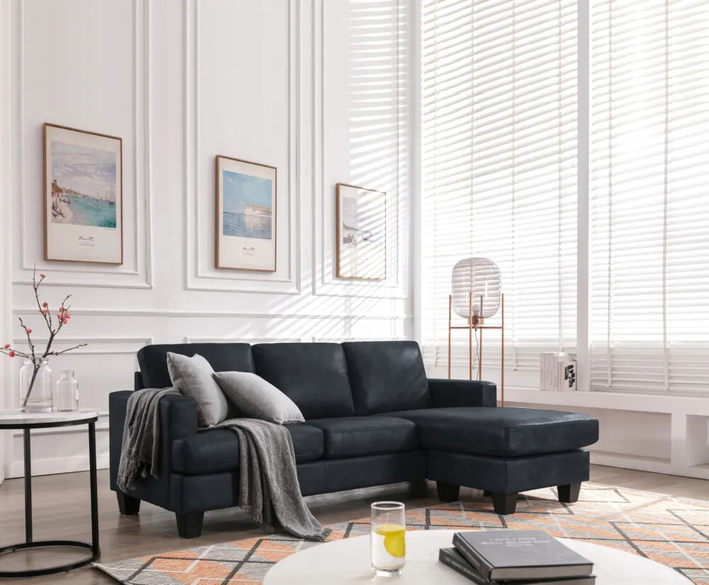 Happy Home Happy Home Ecksofa in Vintage Optik schwarz