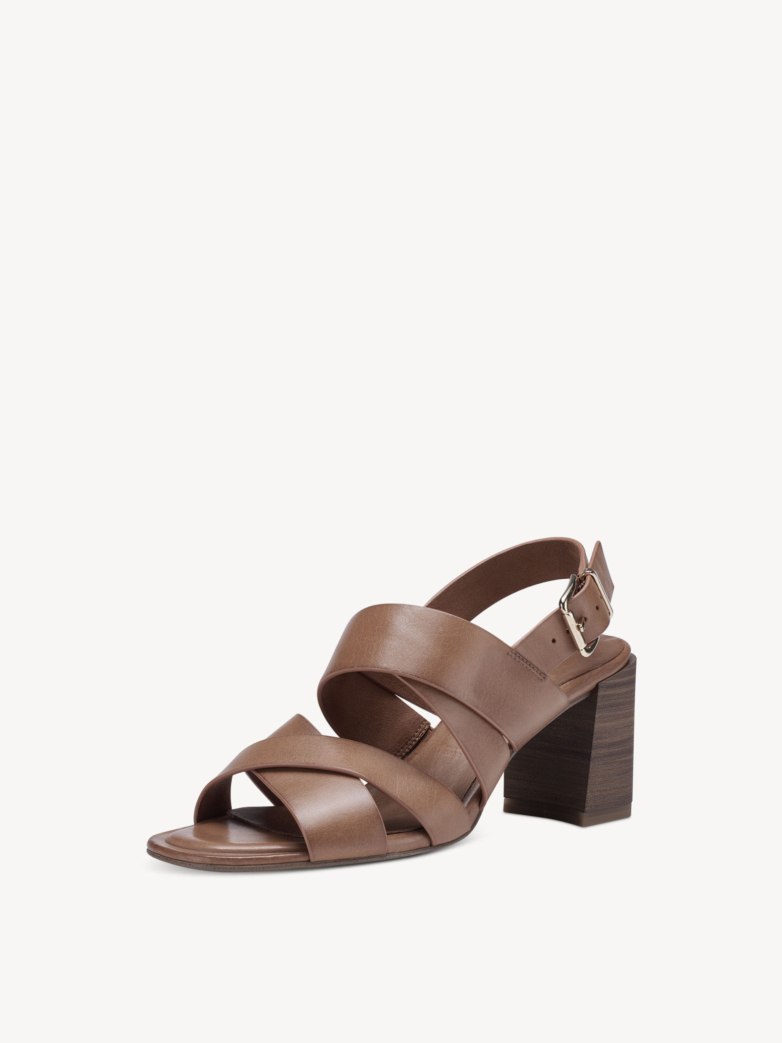 Sandale à talon en cuir - marron