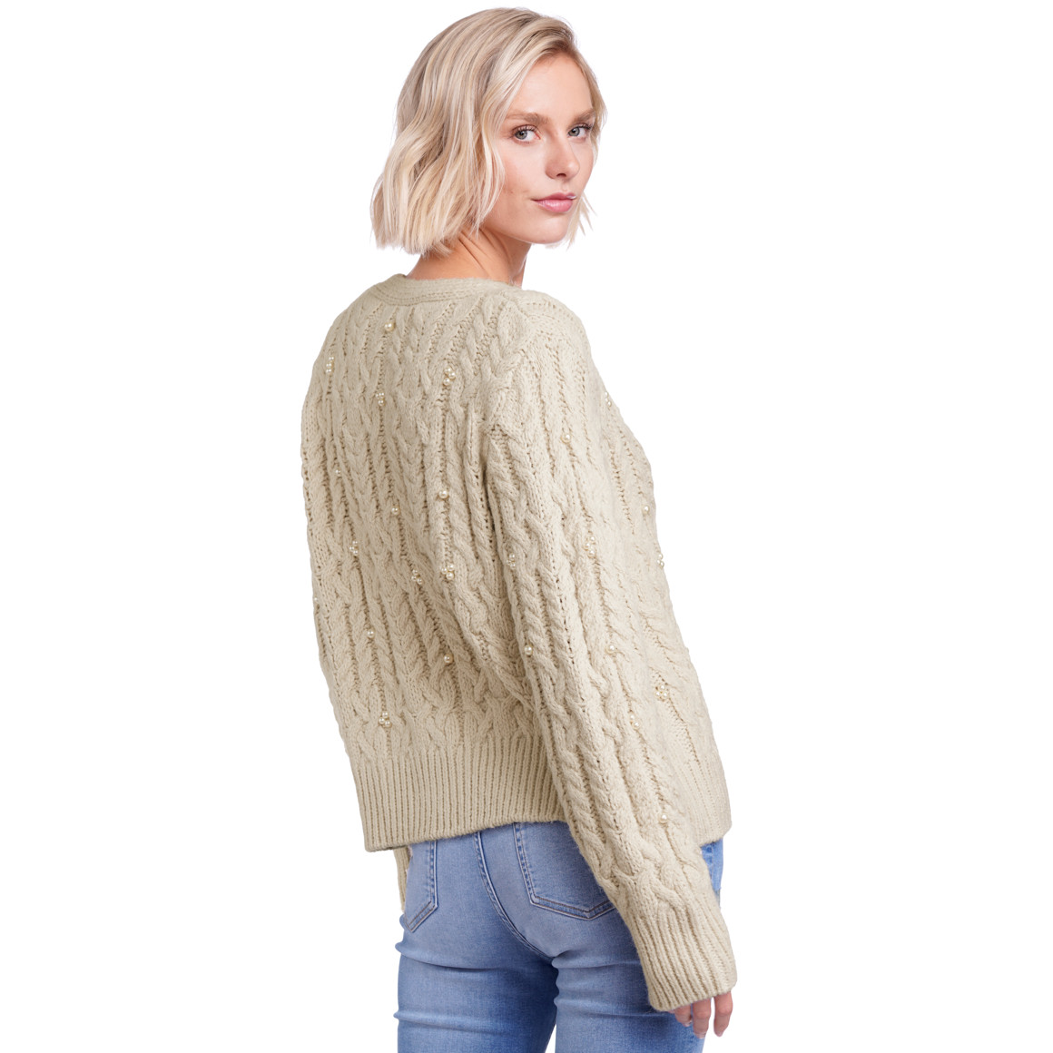Damen Strickjacke mit Perlen