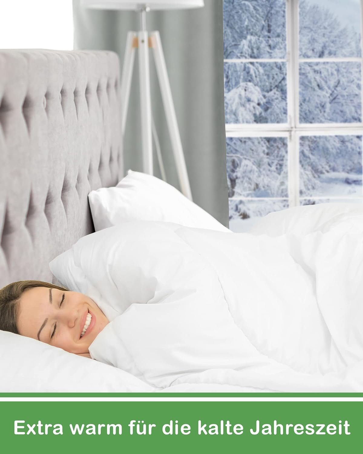 Steppbett + Kopfkissen, Winter-Bettenset 4-teilig – Bettdecke 135x200 cm + Kopfkissen 80x80 cm, DILUMA, Bettdecke und Kissen Set - Winterbettdecken Set mit Kissen 135x200