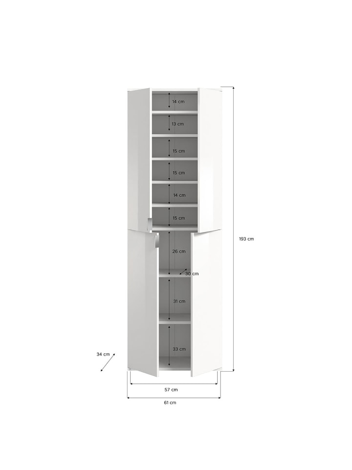 ebuy24 Garderobenmöbel ProjektX Eiche 243 x 34 cm günstig kaufen onesize