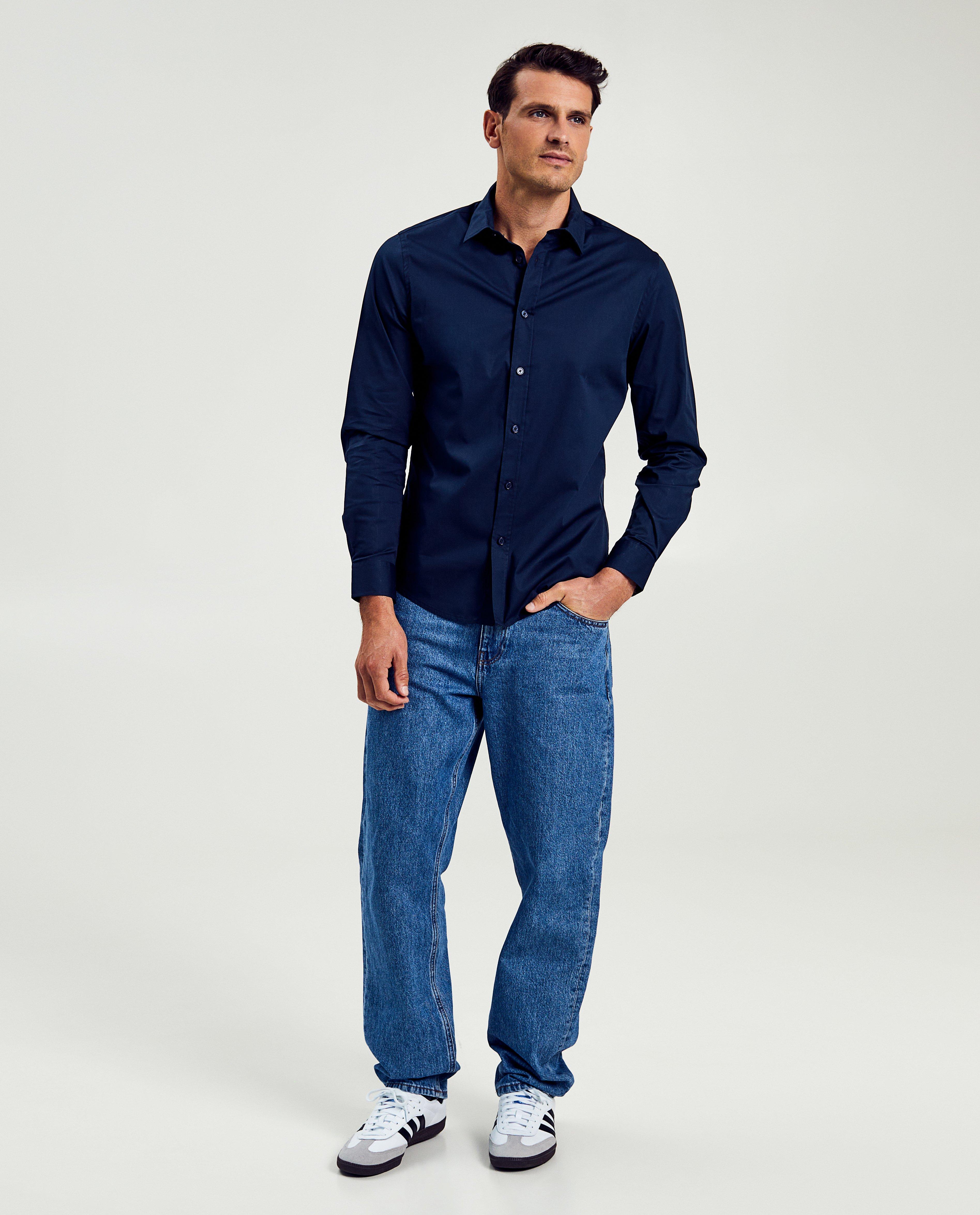 Cămașă Iveo albastru închis, croială slim fit, albastru închis