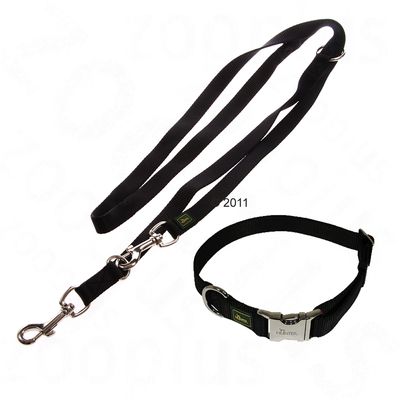 HUNTER Set: Halsband Vario Basic + Hundeleine, schwarz