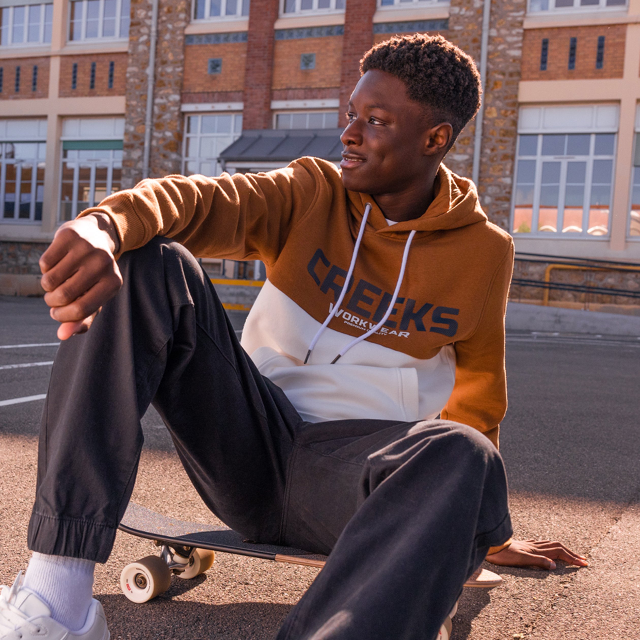 Sweat à capuche hoodie Creeks marron homme | La Halle