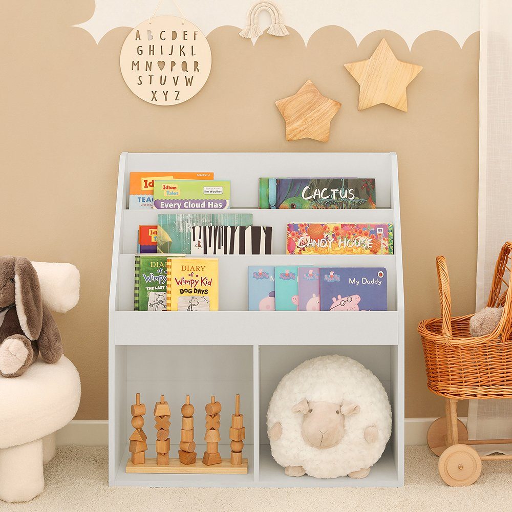 SoBuy Bücherregal KMB01, Kinderregal mit 3 Ablagefächern und 2 offenen Fächern