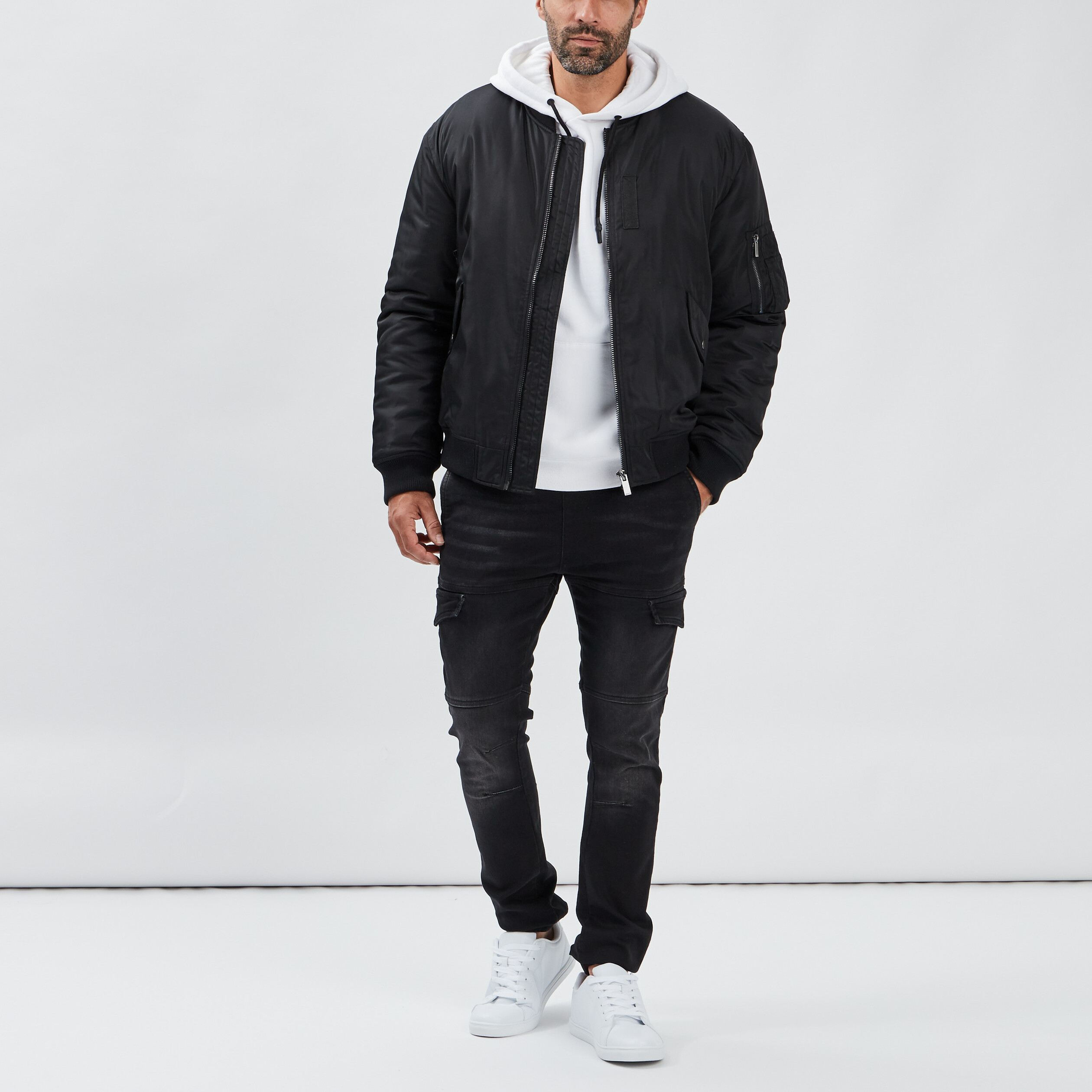Veste bomber zippée noir homme | La Halle