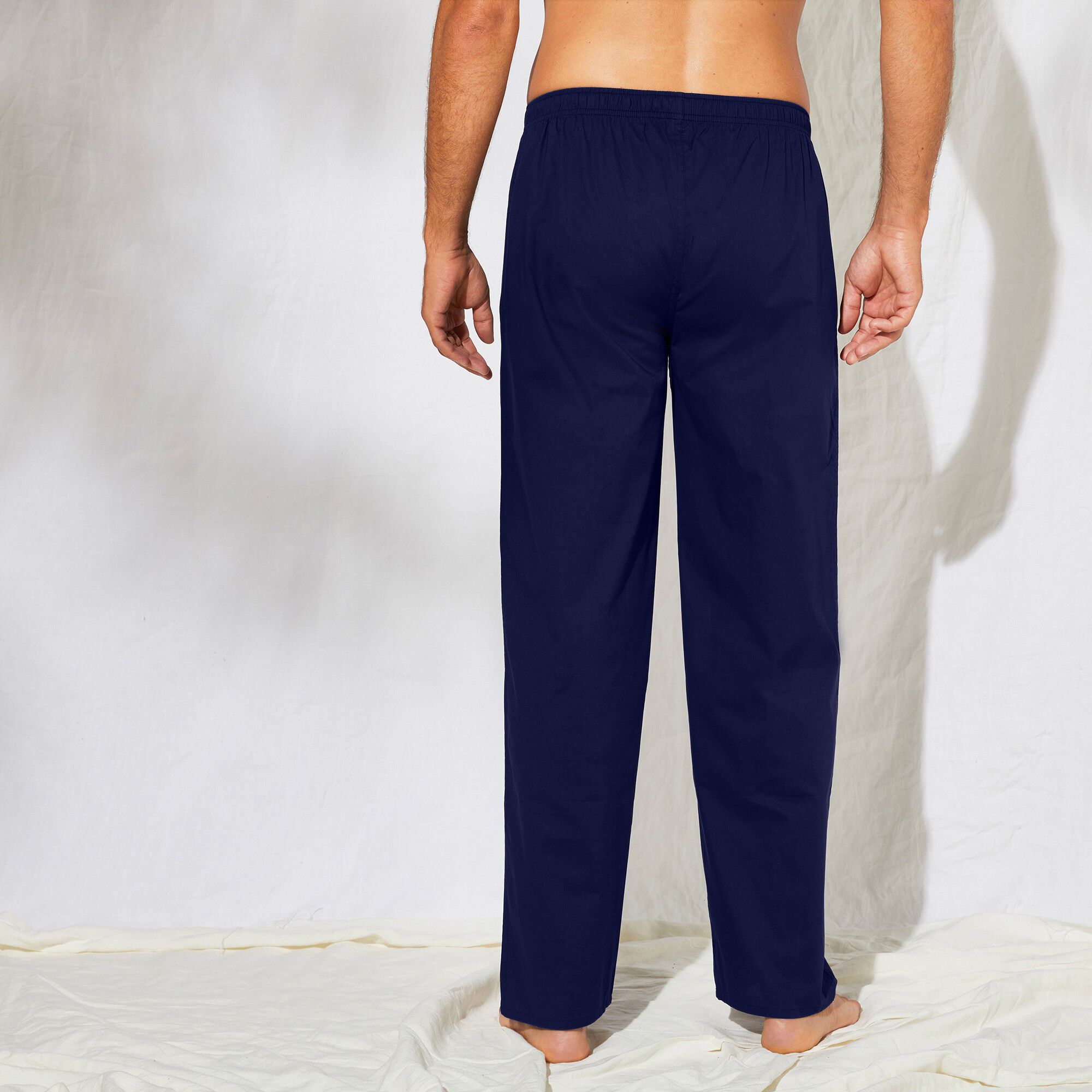 Pantalon pyjama uni + carreaux bas droits
