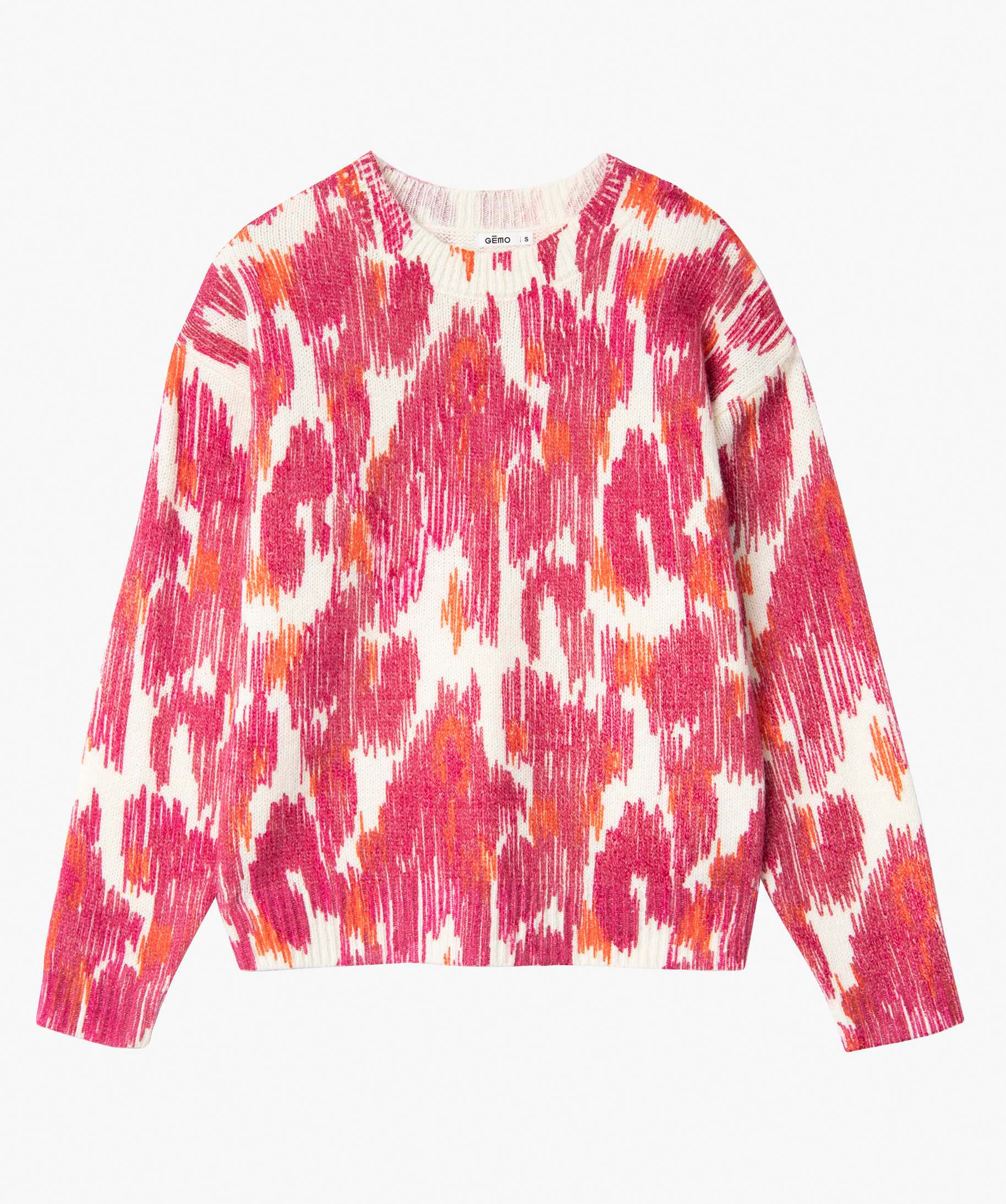 Pull femme en maille imprimée multicolore | GEMO