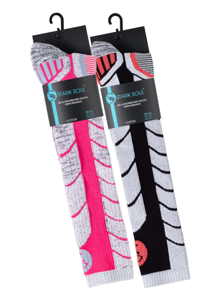 Stark Soul® 2 Paar Damen Skistrümpfe / Skisocken mit Spezialpolsterung in Schwarz/Pink günstig kaufen