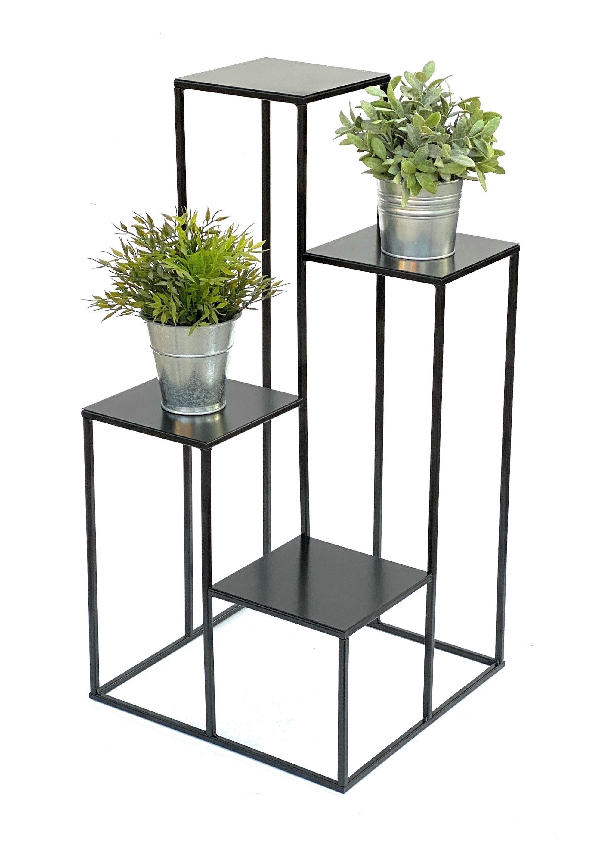 DanDiBo Blumenständer Blumentreppe Metall Schwarz 82 cm Pflanzentreppe Blumenständer 435 Blumensäule Modern Pflanzenständer Blumenhocker