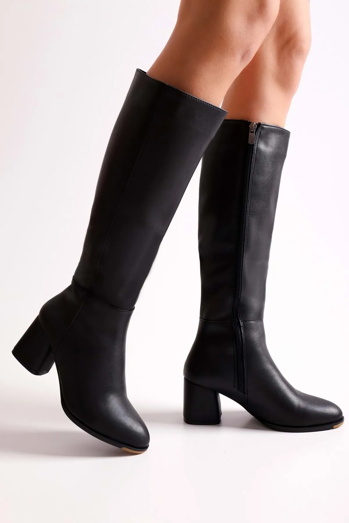 Shoeberry  Kiella Black Skin Damenstiefel mit Absatz Black Skin