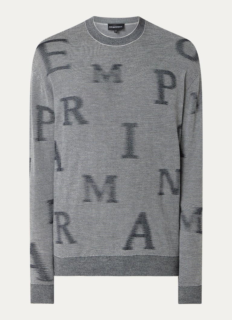 Emporio Armani Fine-knit virgin wool pullover with logo print