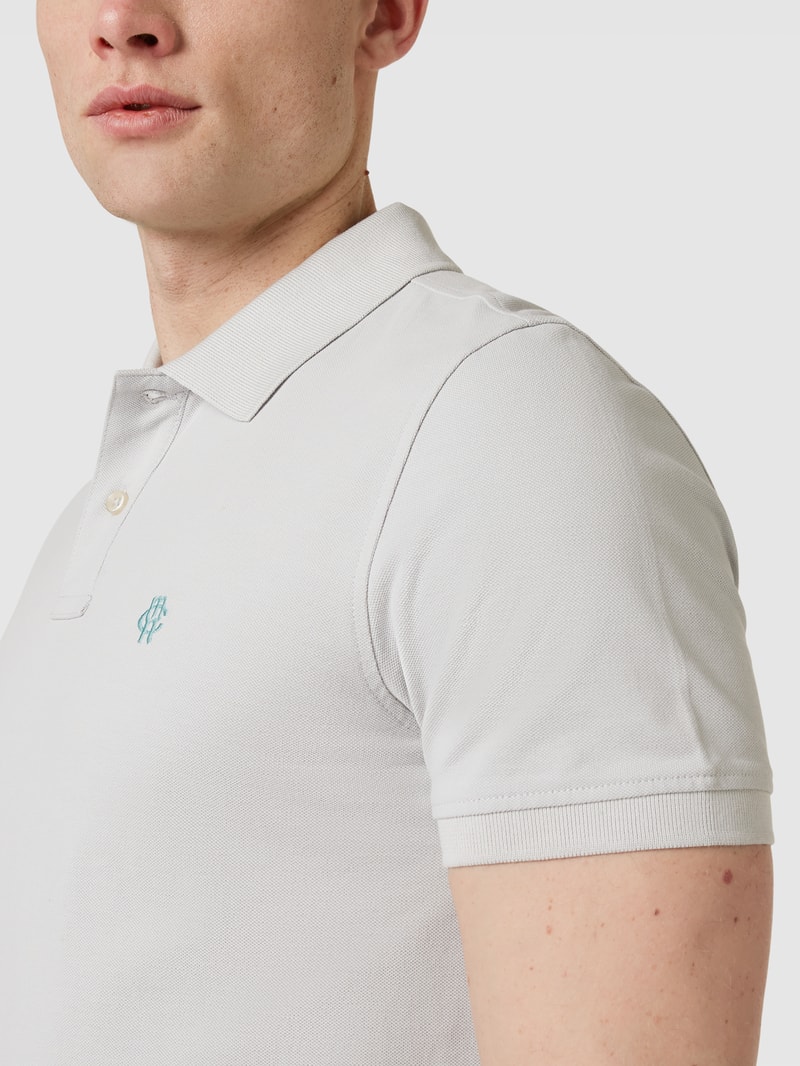 Poloshirt mit Logo-Stitching in hellgrau