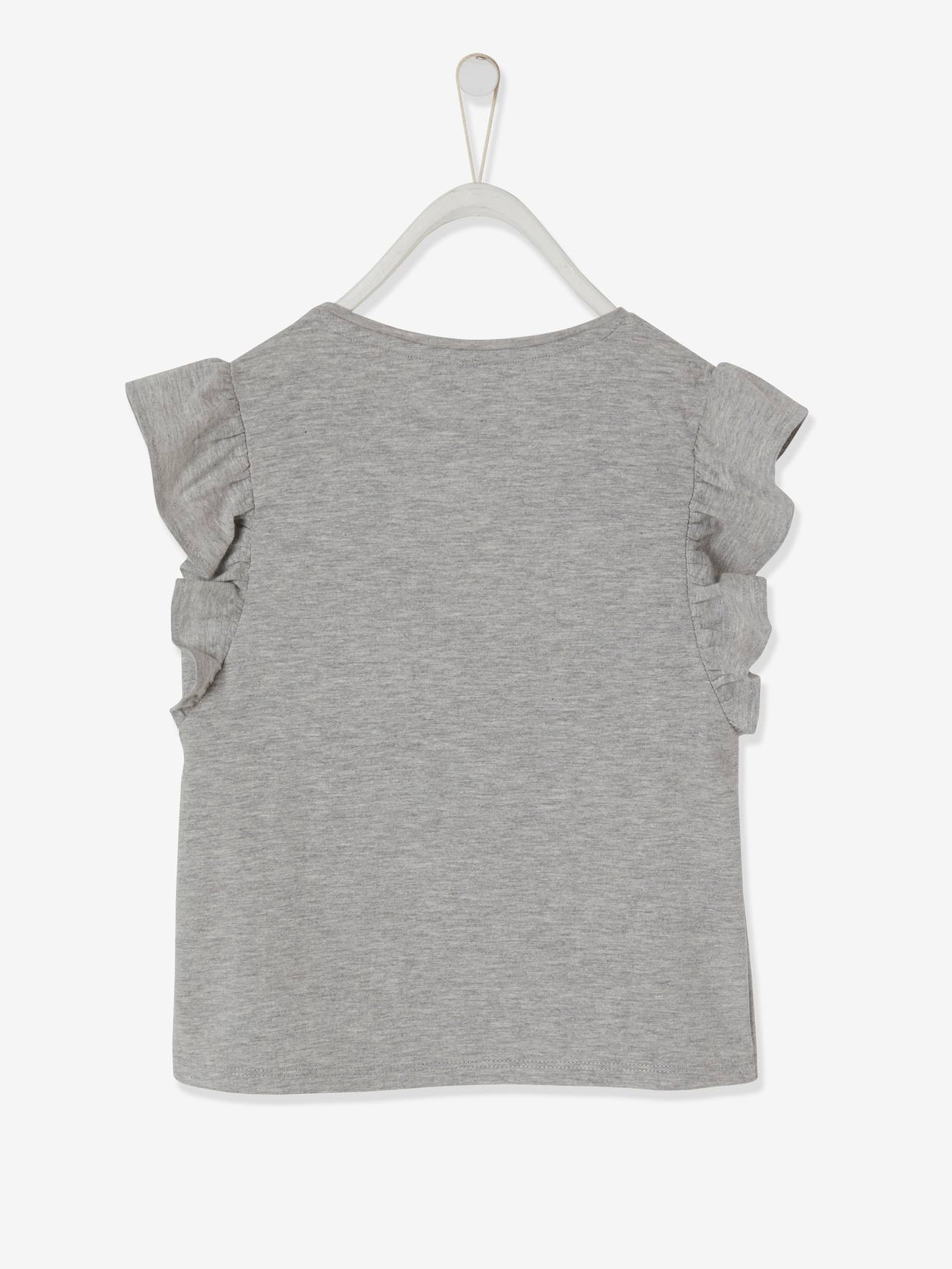 T-shirt fille à volants DS Reine des Neiges® gris chiné