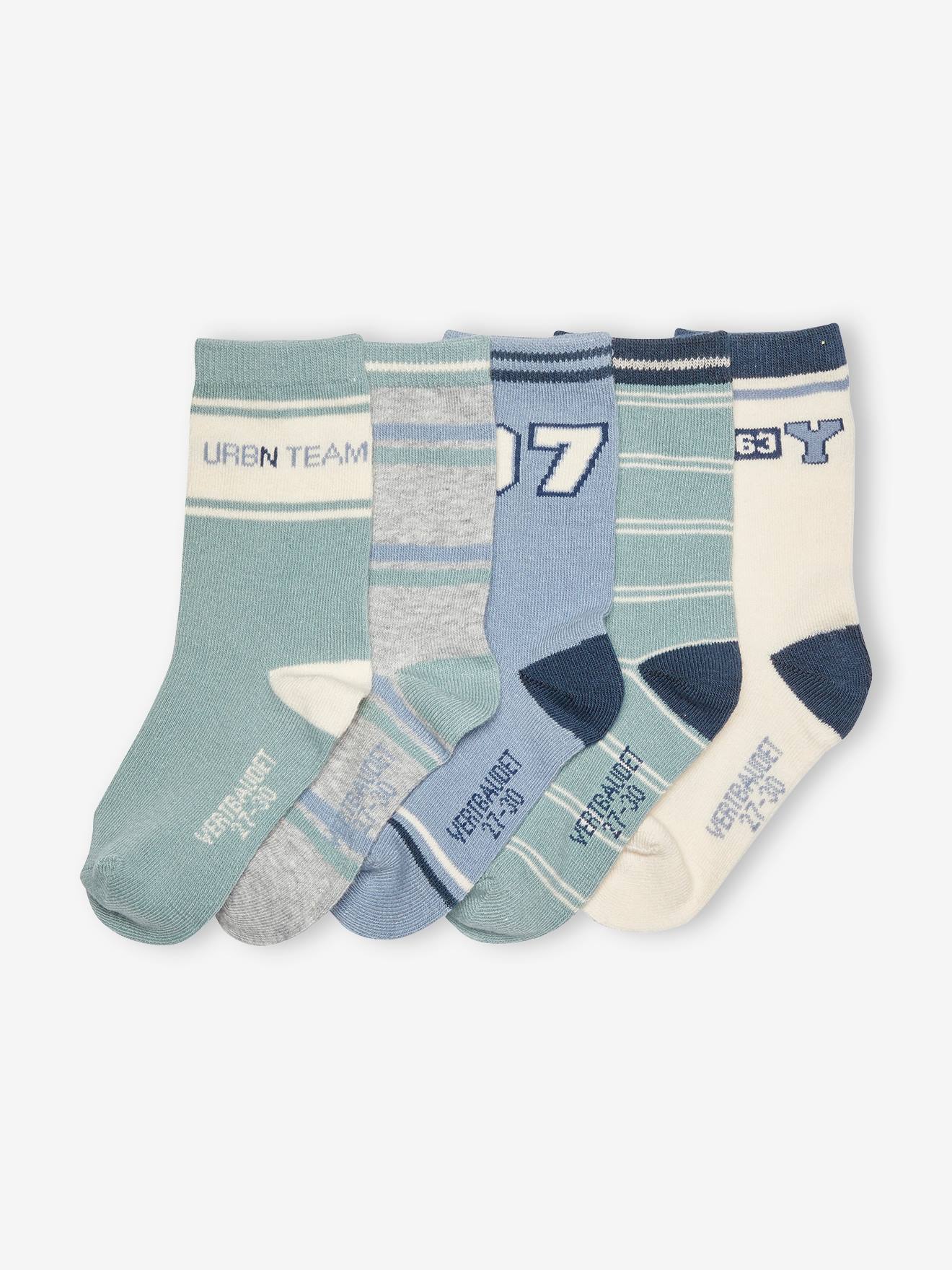 Lot de 5 paires de chaussettes garçon BASICS lot sauge