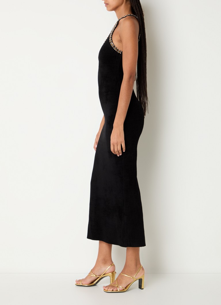 Robe midi Sandro ornée de strass et de découpes