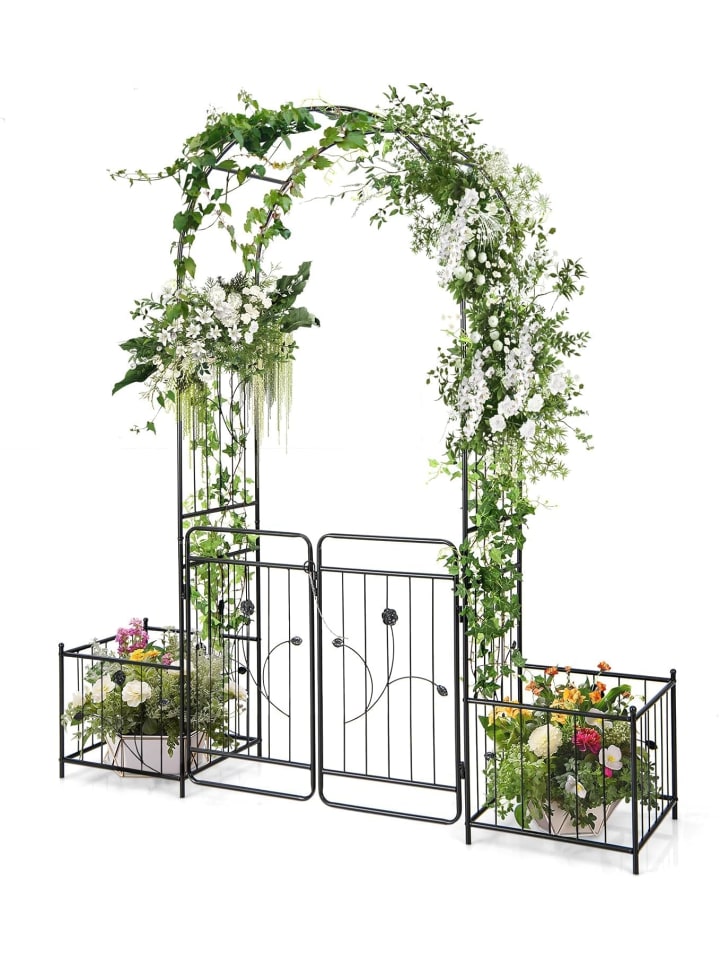 COSTWAY Rosenbogen mit Tür 202x50x220cm in Schwarz günstig kaufen onesize