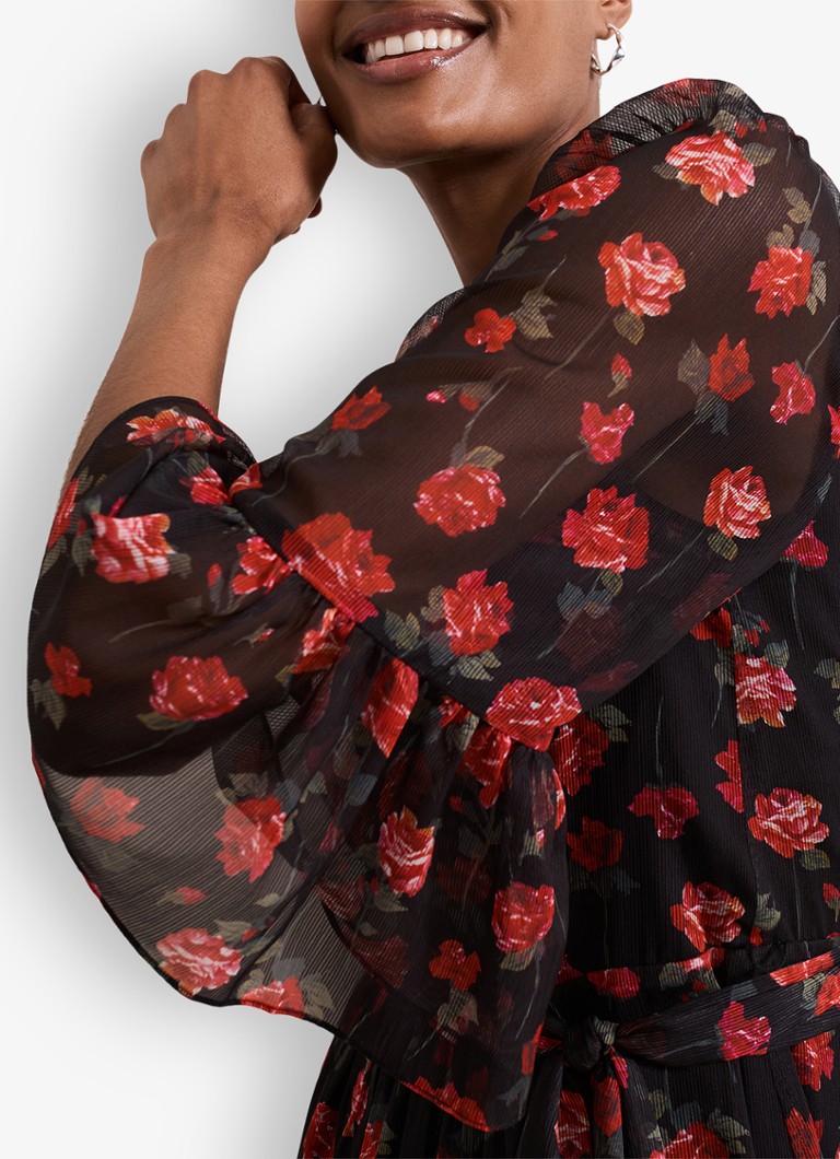 Vestido midi Phase Eight Lela con estampado floral y cinturón anudado.