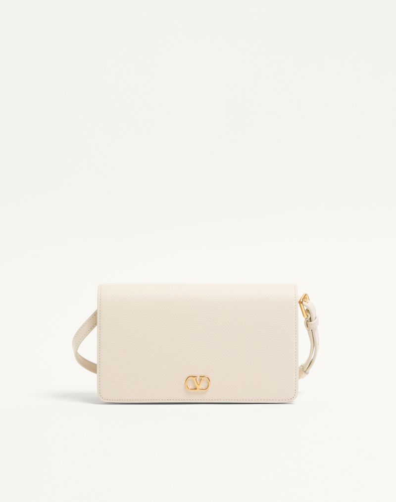 Mini Bolsa de Ombro VLogo Signature em Pele de Bezerro Granulada