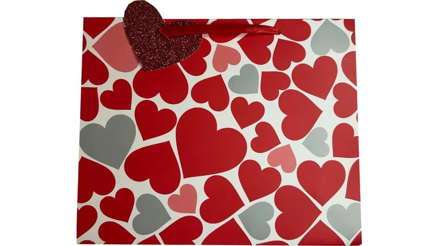 BOCK Geschenktüte gross Herzen mit Heissfolie 26 x 33 x 13,5cm sortiert