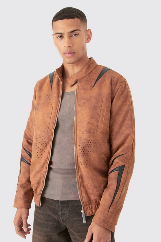 Moto-Jacke aus Wildleder-Imitat