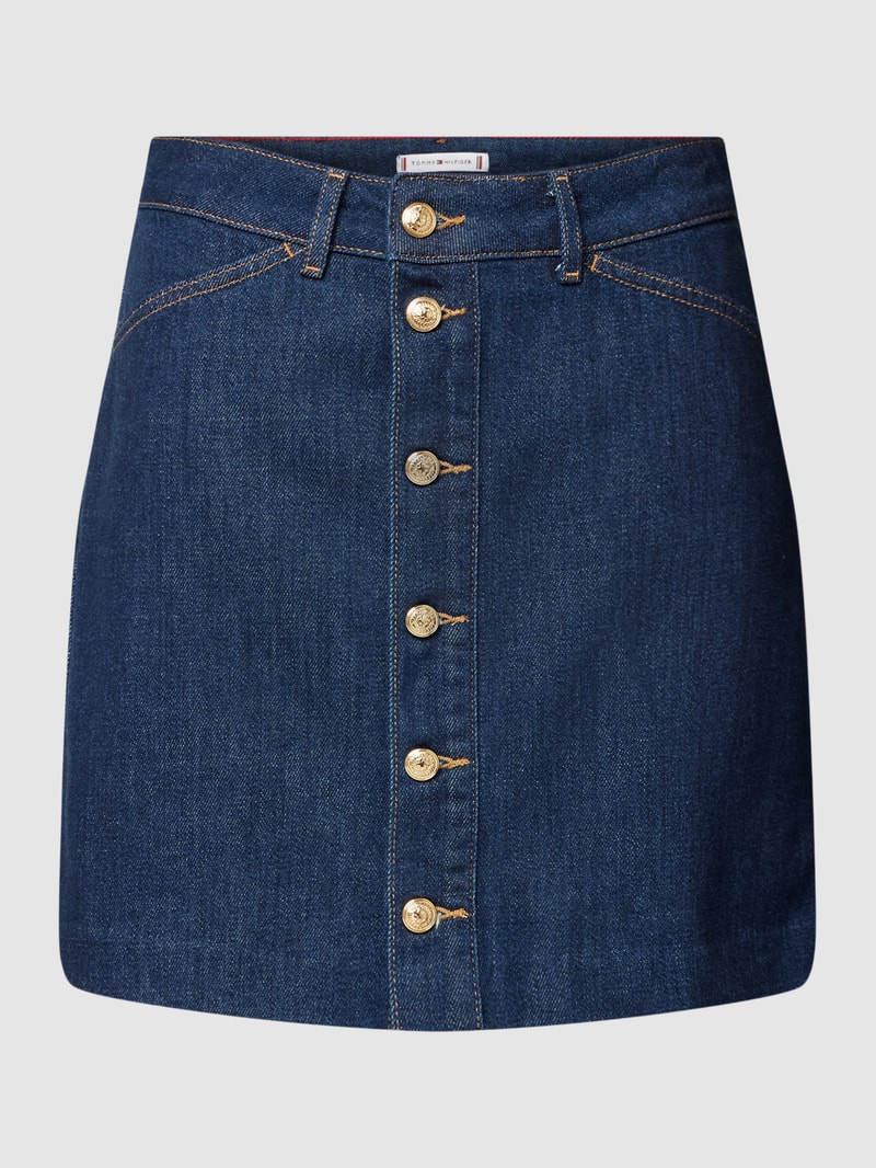 Jeansrock mit durchgehender Knopfleiste Modell 'NALA' in dunkelblau