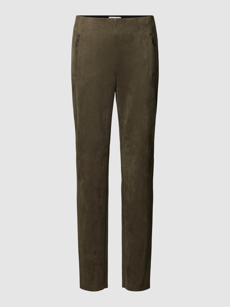 Stoffhose in Velours-Optik in schilf