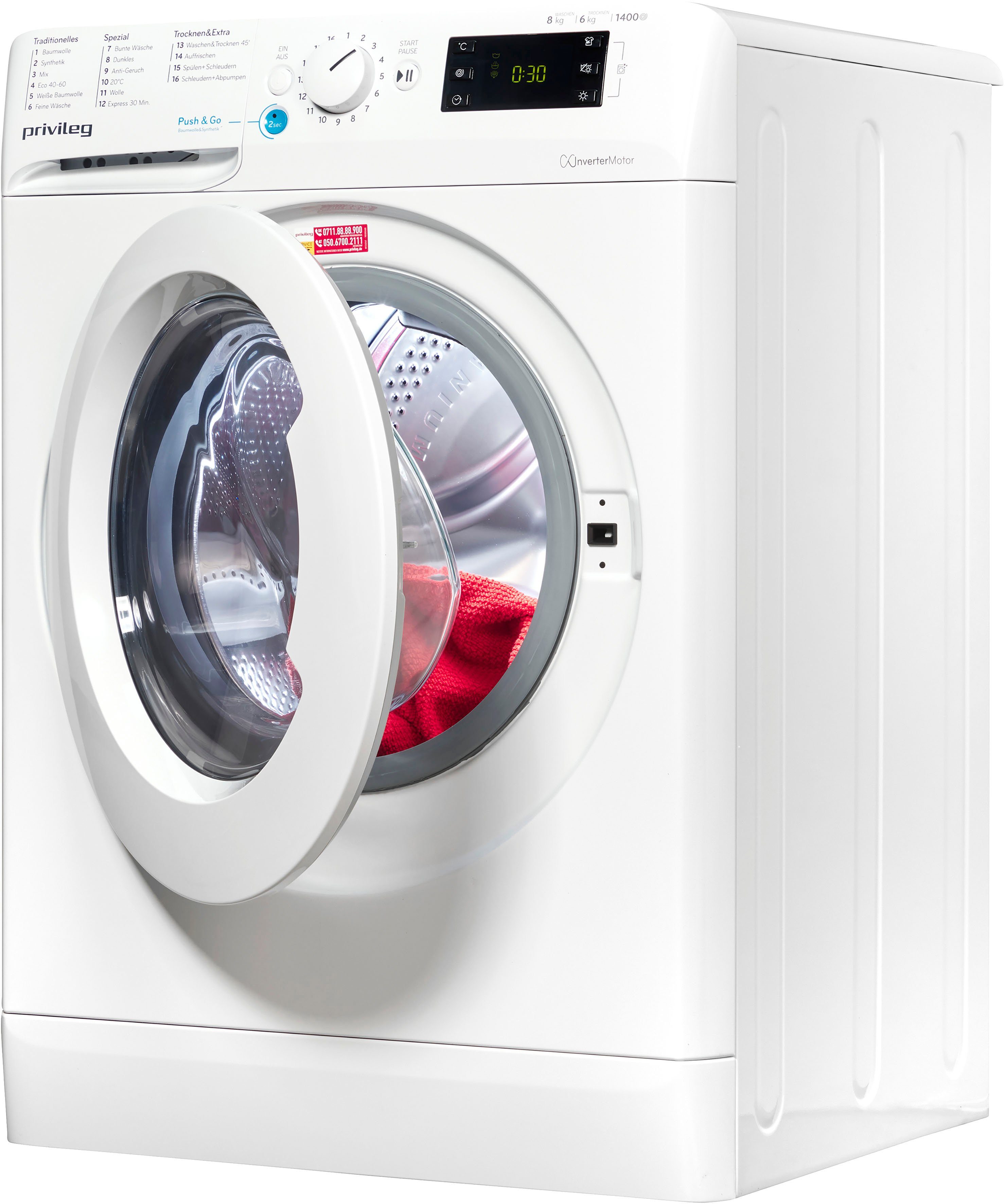 Privileg Waschtrockner PWWT X 8645 DE, 8 kg, 6 kg, 1400 U/min