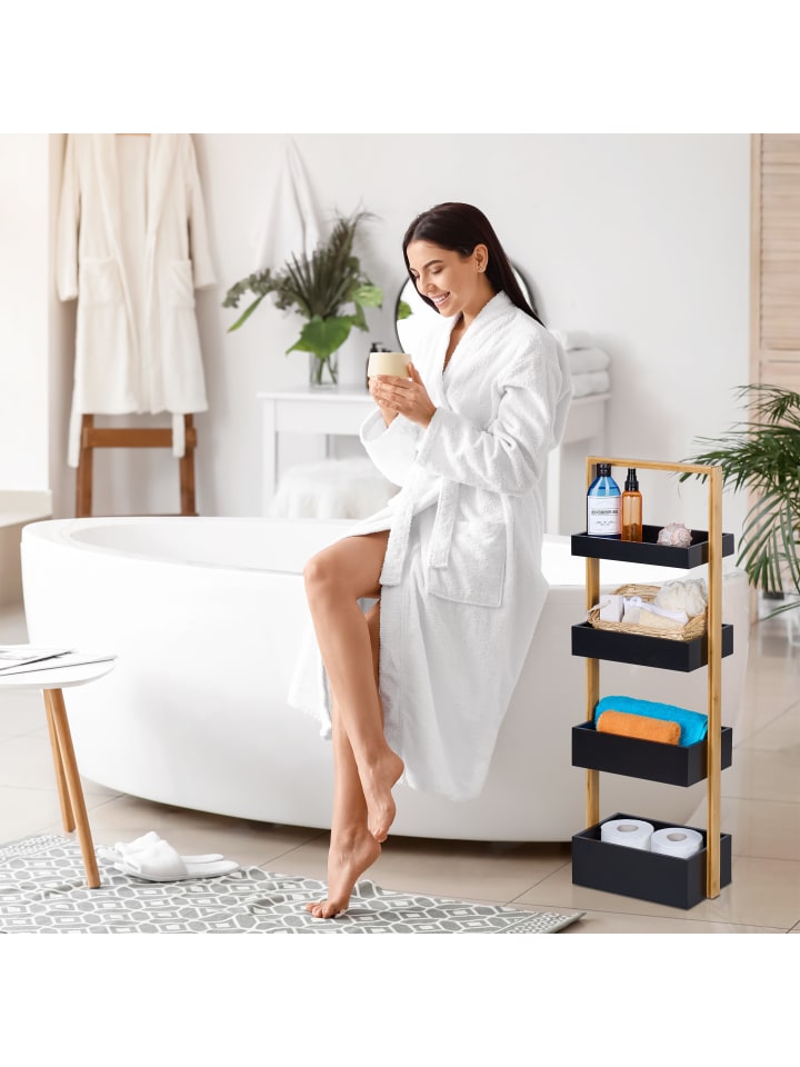 relaxdays Badregal in Natur/ Schwarz - (B)30 x (H)88 x (T)18 cm günstig kaufen onesize