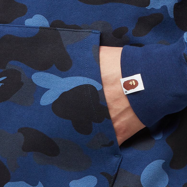 A Bathing Ape Color X Camo Separate Shark Full Zip Hoodie red x navy