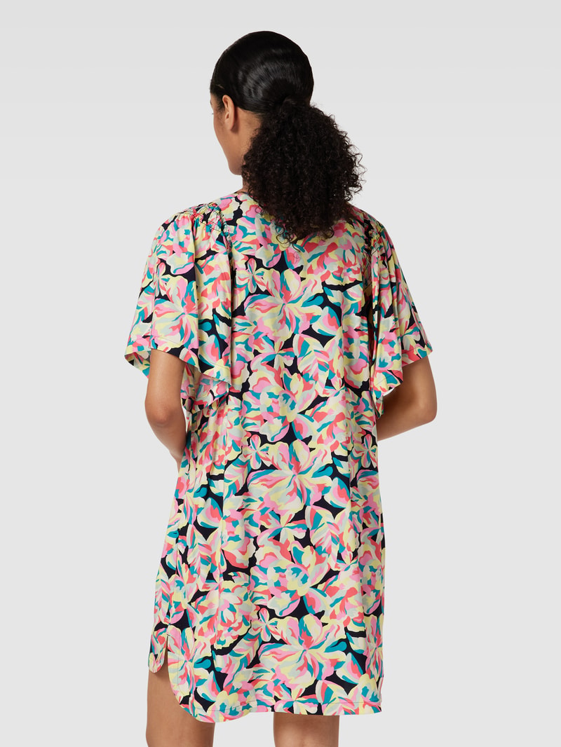 Tunikakleid aus Viskose mit Allover-Print Modell 'CARILO' in marineblau