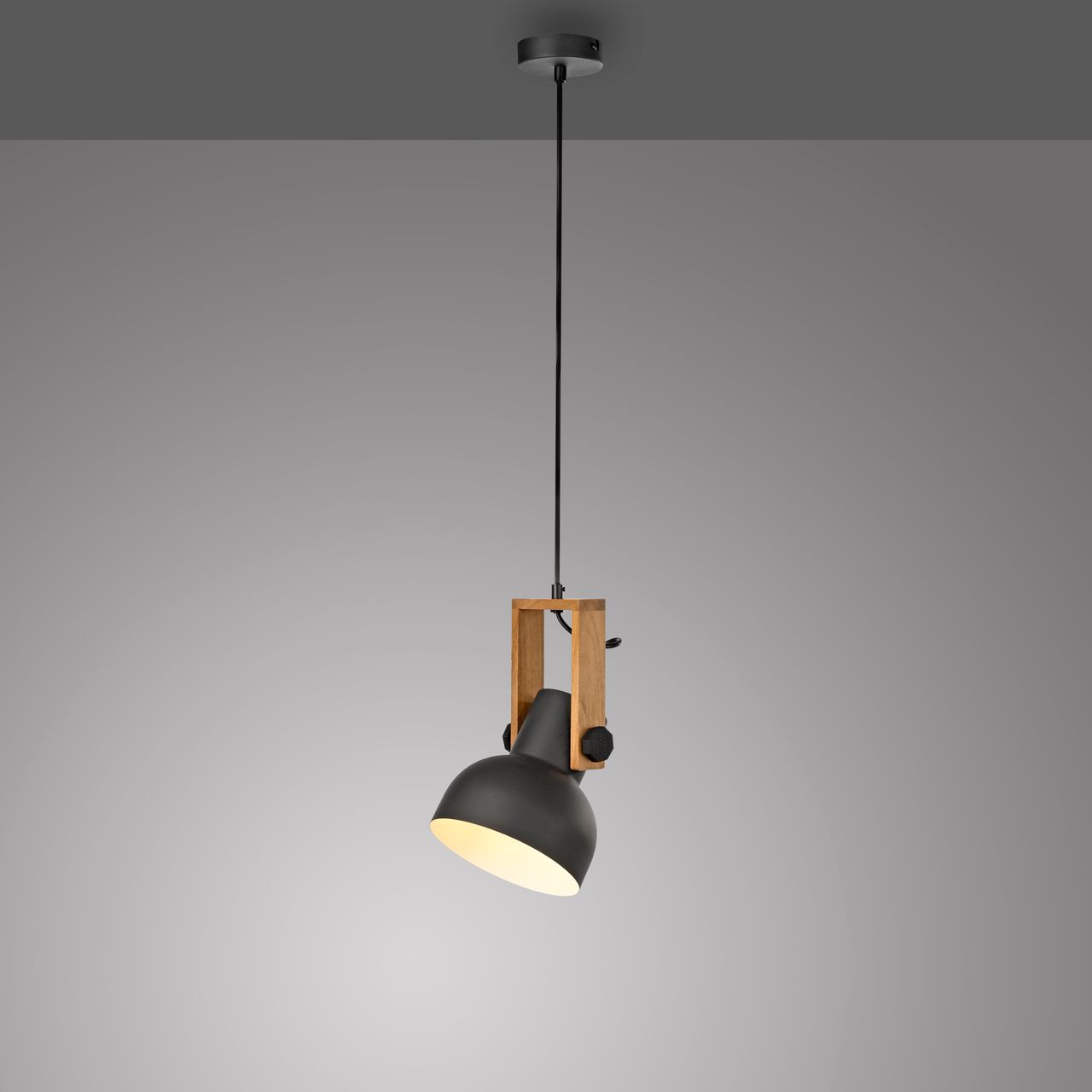 JUST LIGHT Pendelleuchte CUP 2.0, 1xE27 max. 60Watt exkl., höhenverstellbar, IP20, Schwarz
