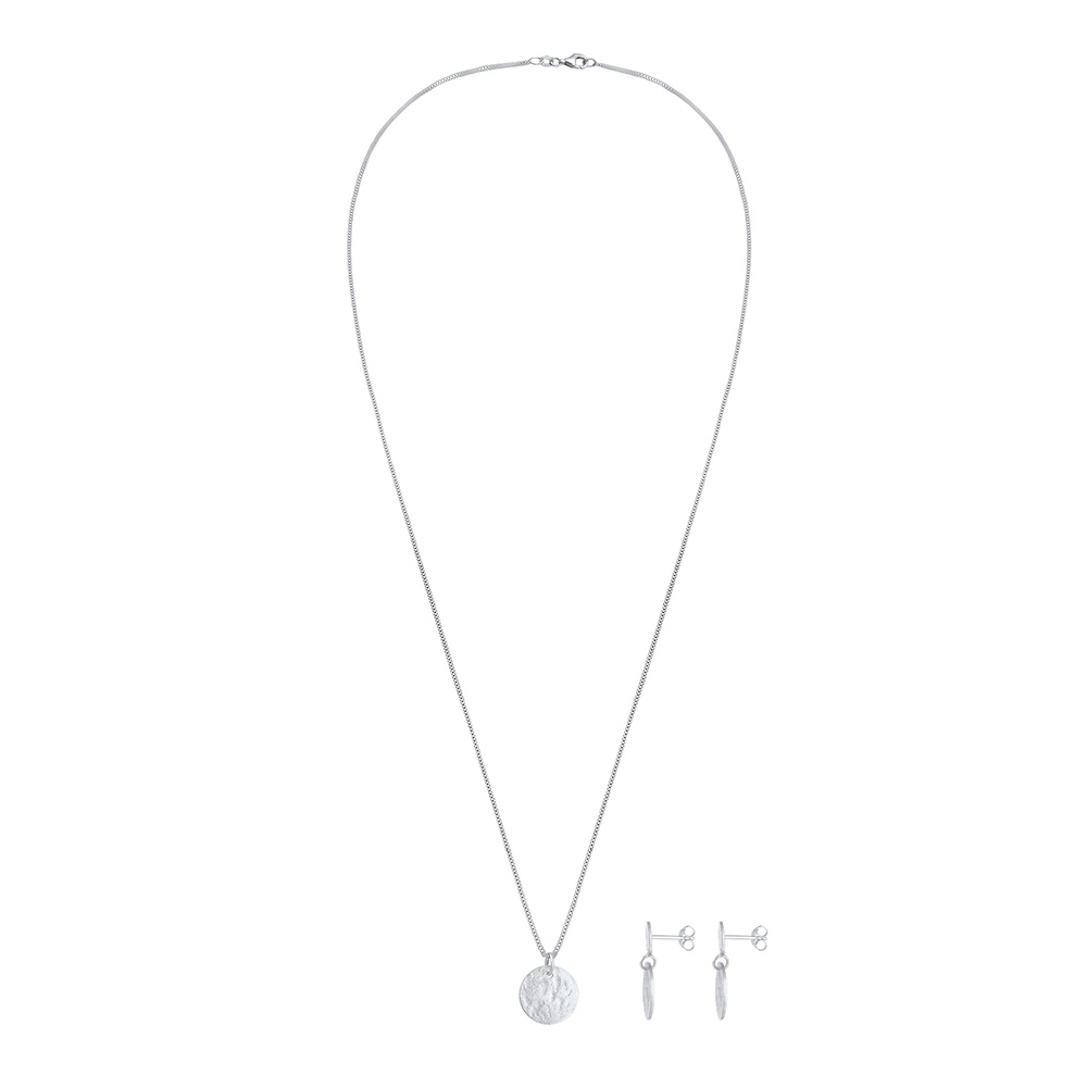 Elli Elli Ensemble de Bijoux Kette Ohrhänger Plättchen Vintage Coin 925 Silber Bijoux