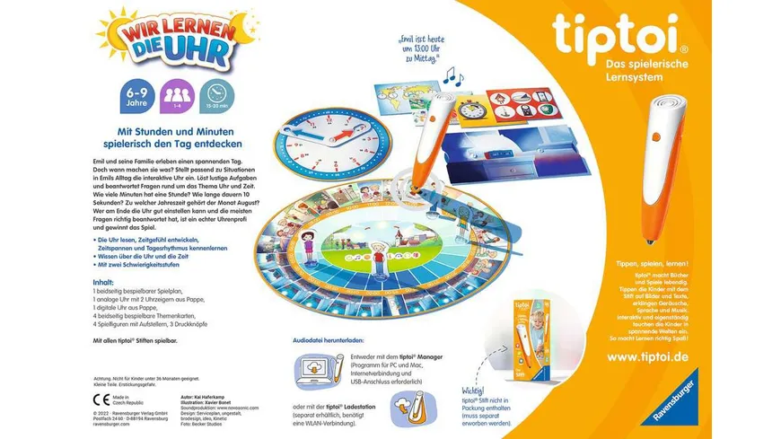 Ravensburger tiptoi - Spiel - Wir lernen die Uhr - interaktives Lernspiel ab 6 Jahren