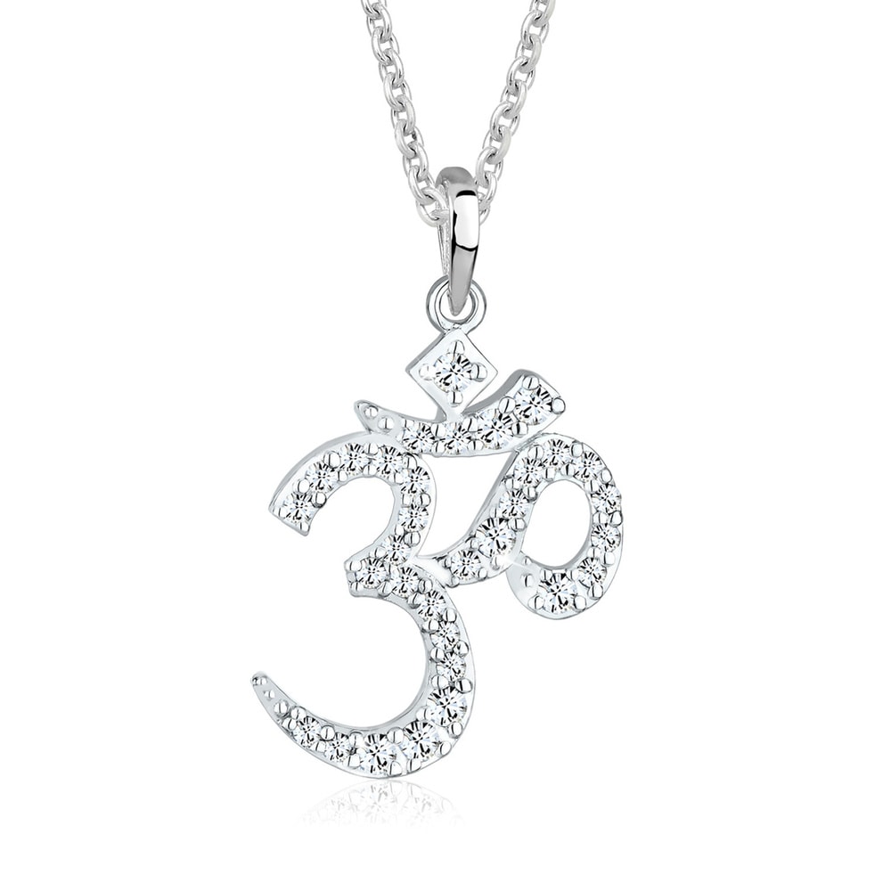 Elli Elli Collier Femme Caractère Om de Cristal - (925/1000) Argent collier