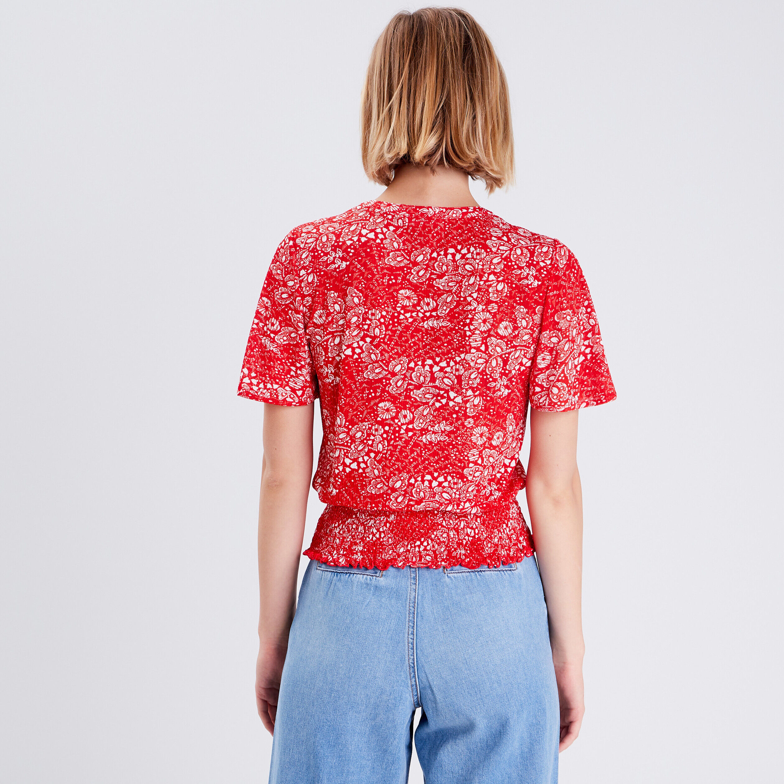 T-shirt manches courtes rouge femme | Cache Cache