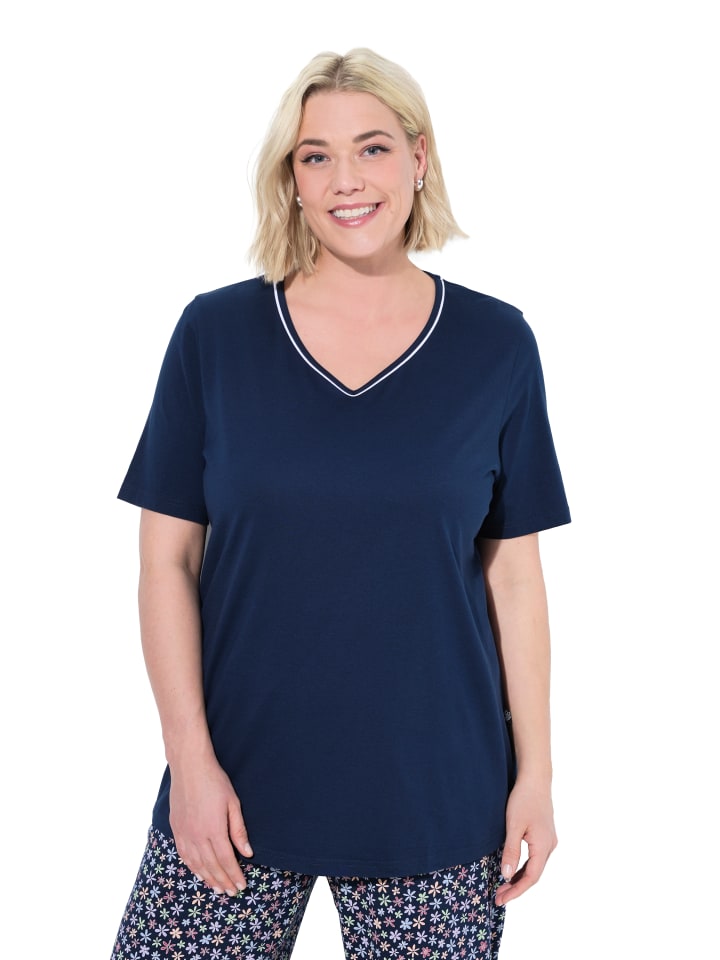 Ulla Popken Pyjama-Shirt in nachtblau günstig kaufen