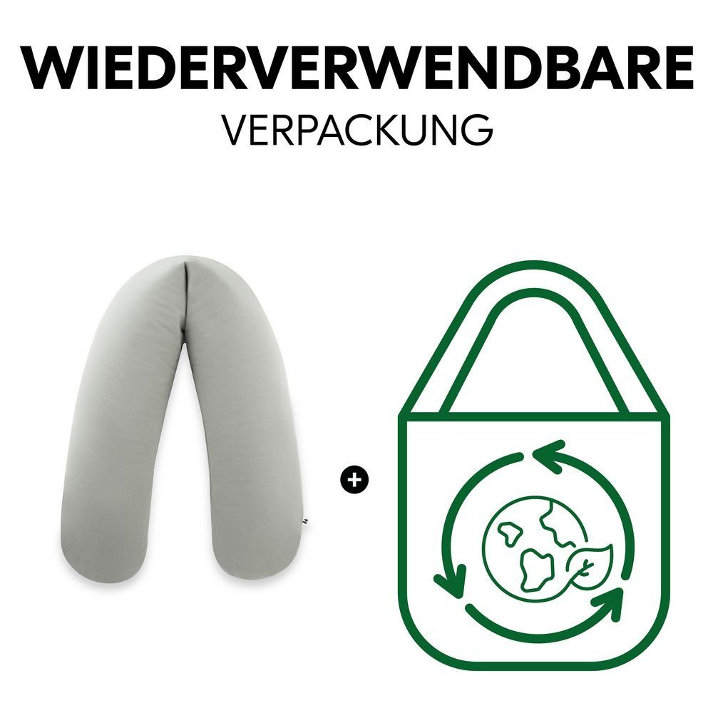 Hauck Stillkissen Nurse N Care - Anthracite, Lagerungskissen Schwangerschaftskissen 190 cm Länge Baumwolle waschbar