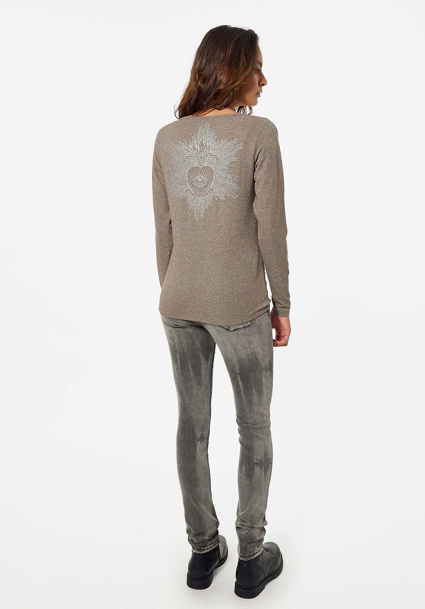 FERGY  T-shirt pailleté kaki Femme