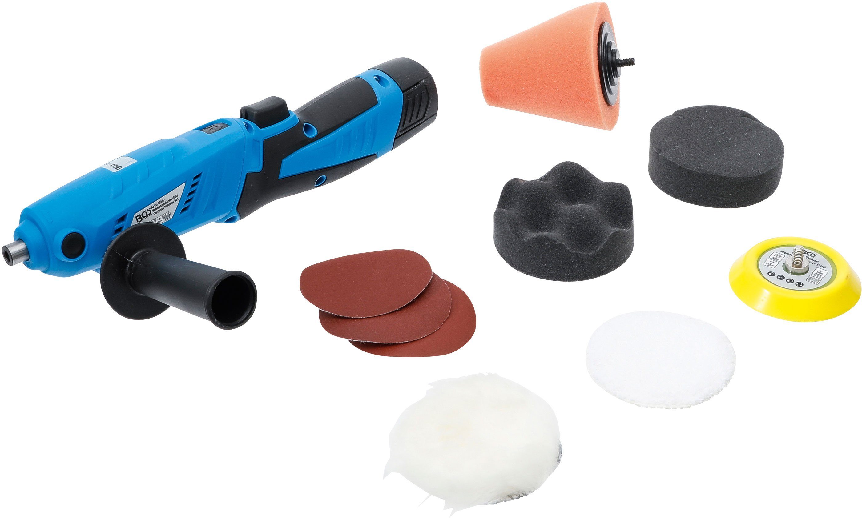 BGS technic Akku-Poliermaschine Akku-Mini-Poliermaschinen-Satz, max. 2800 U/min, 12 V, 1500 mAh