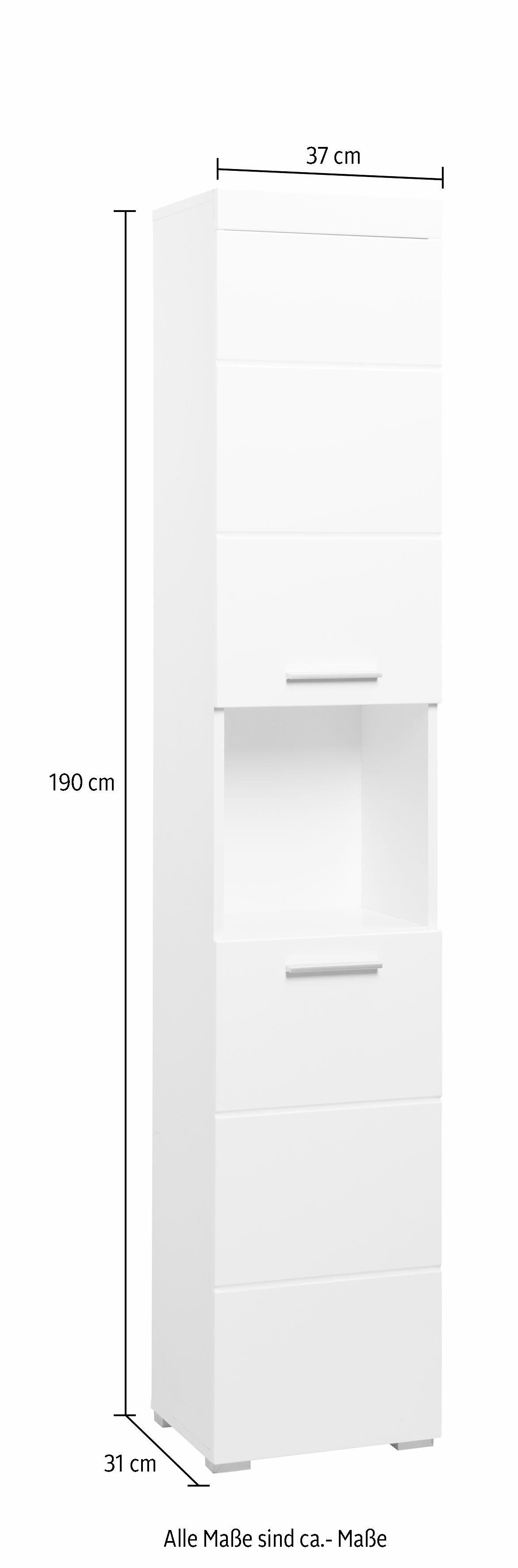 INOSIGN Hochschrank Avena Höhe 190 cm, Badezimmerschrank mit 2 Türen und 1 offenen Fach