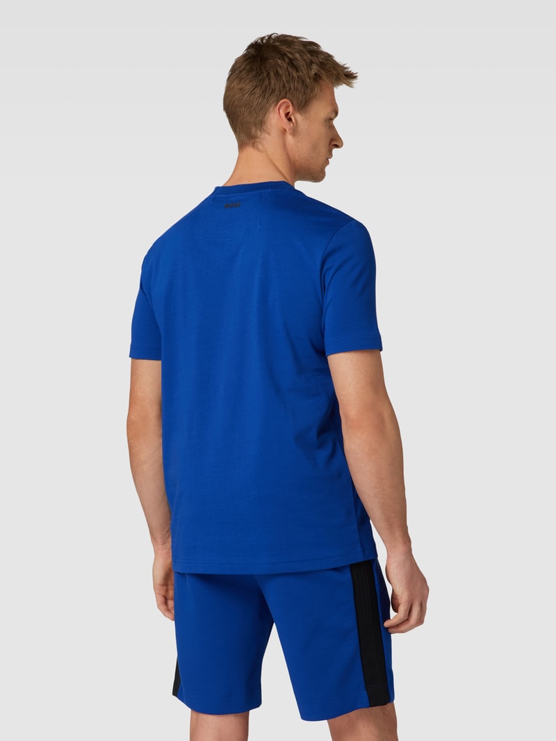 T-Shirt mit geripptem Rundhalsausschnitt in royalblau
