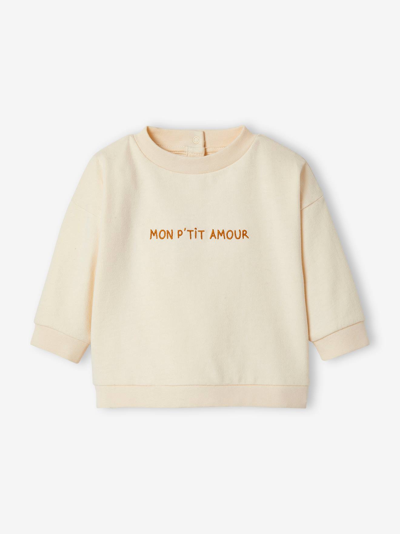 Vertbaudet Baby Sweatshirt MON P'TIT AMOUR, personalisierbar Oeko-Tex - wollweiß