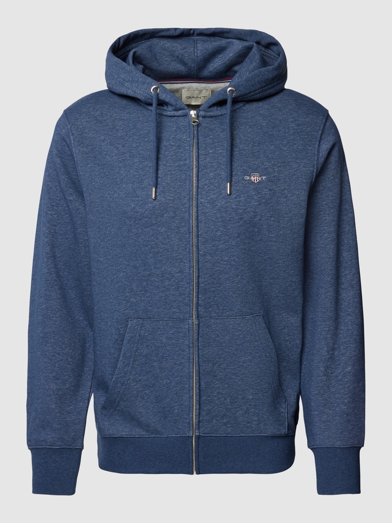 Sweatjacke mit Kapuze in jeans meliert