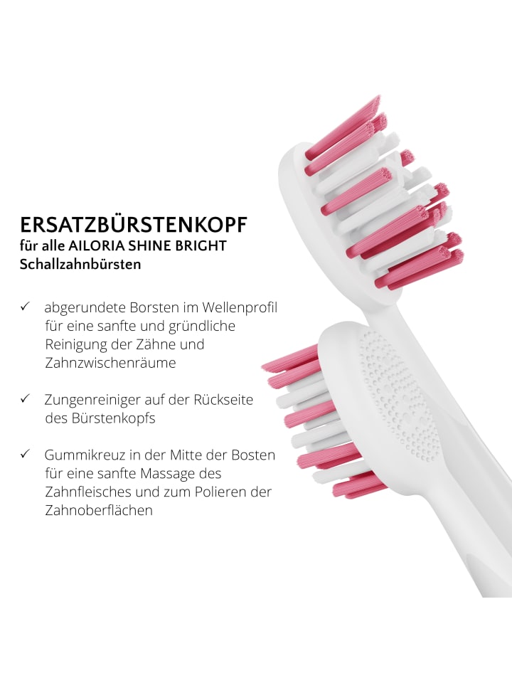 Ailoria SHINE BRIGHT Extra Clean Ersatzbürstenköpfe 12er Set in rosa günstig kaufen onesize