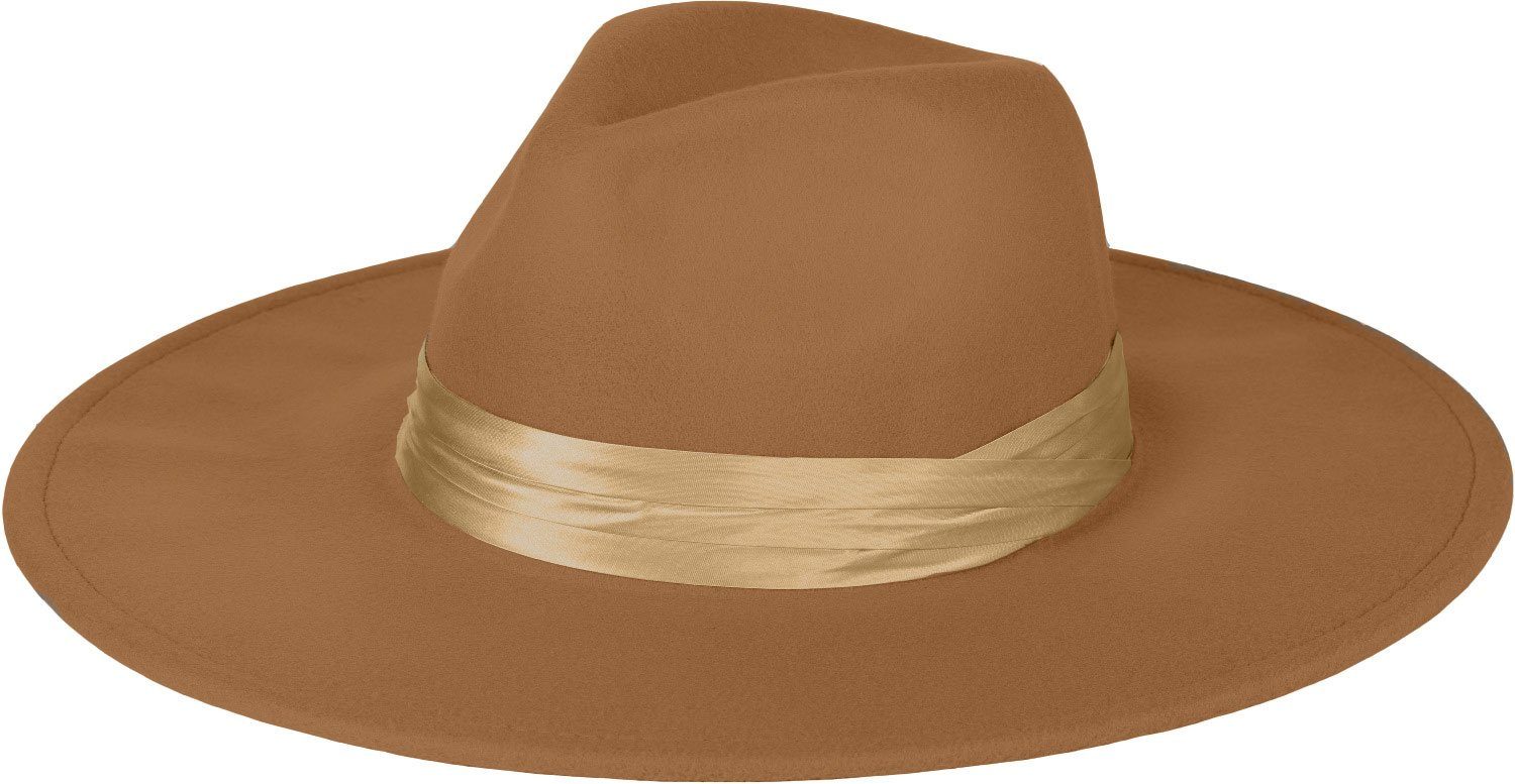 styleBREAKER Fedora (1-St) Hut mit breiter Krempe und Zierband